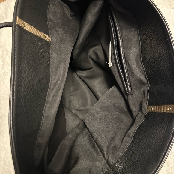 Anthropologie Black Leather and Gold Tote Bag with Minimalist Design - Picture 4 of 4